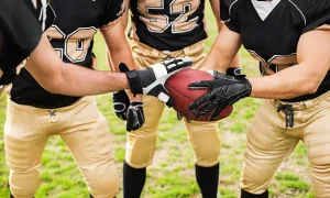 The players were wearing football gloves.